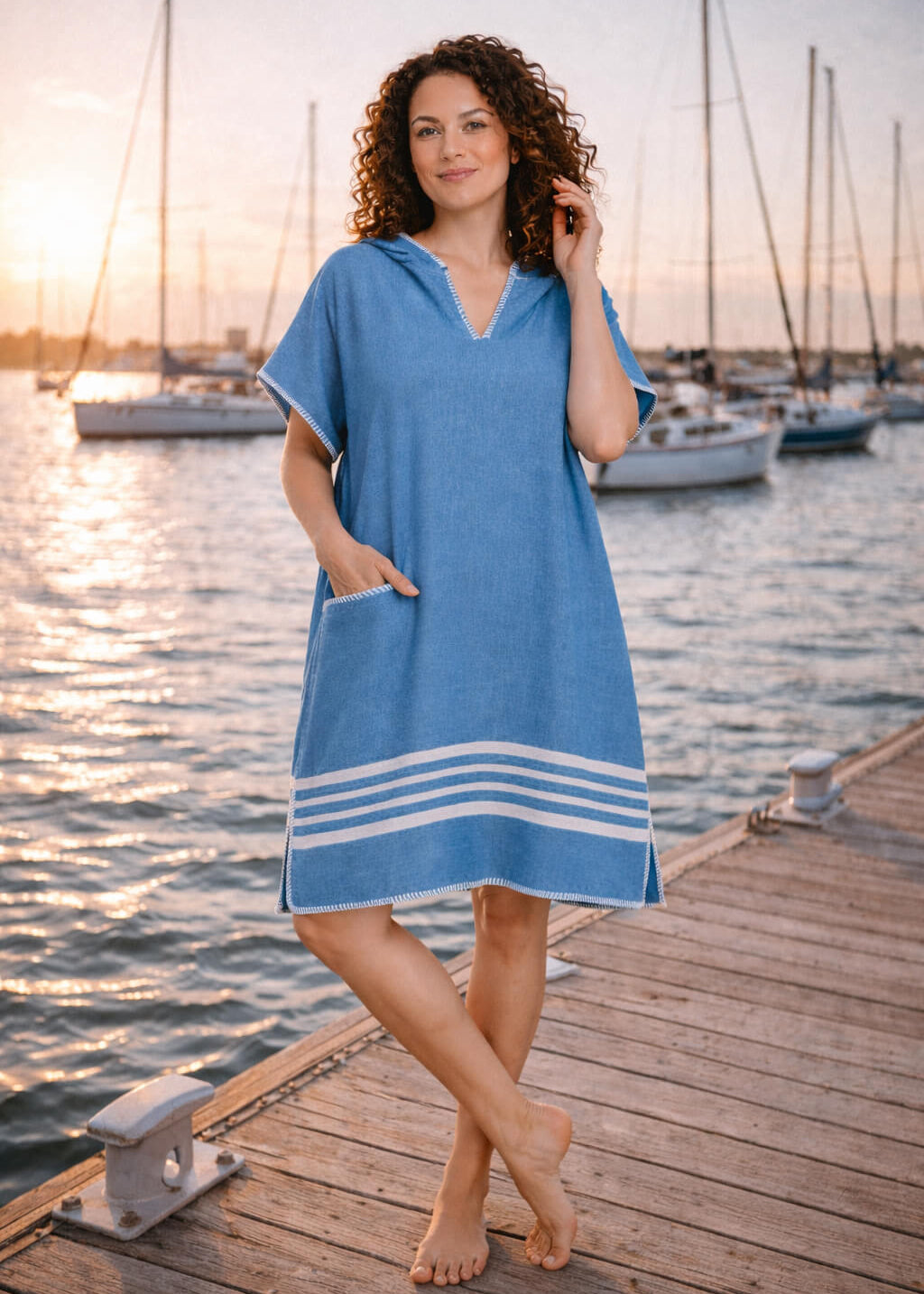 Turkish Cotton Poncho with Hood