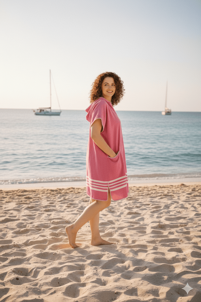 Turkish Cotton Poncho with Hood