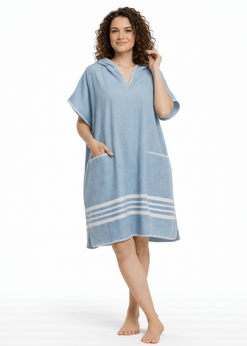 Turkish Cotton Poncho with Hood