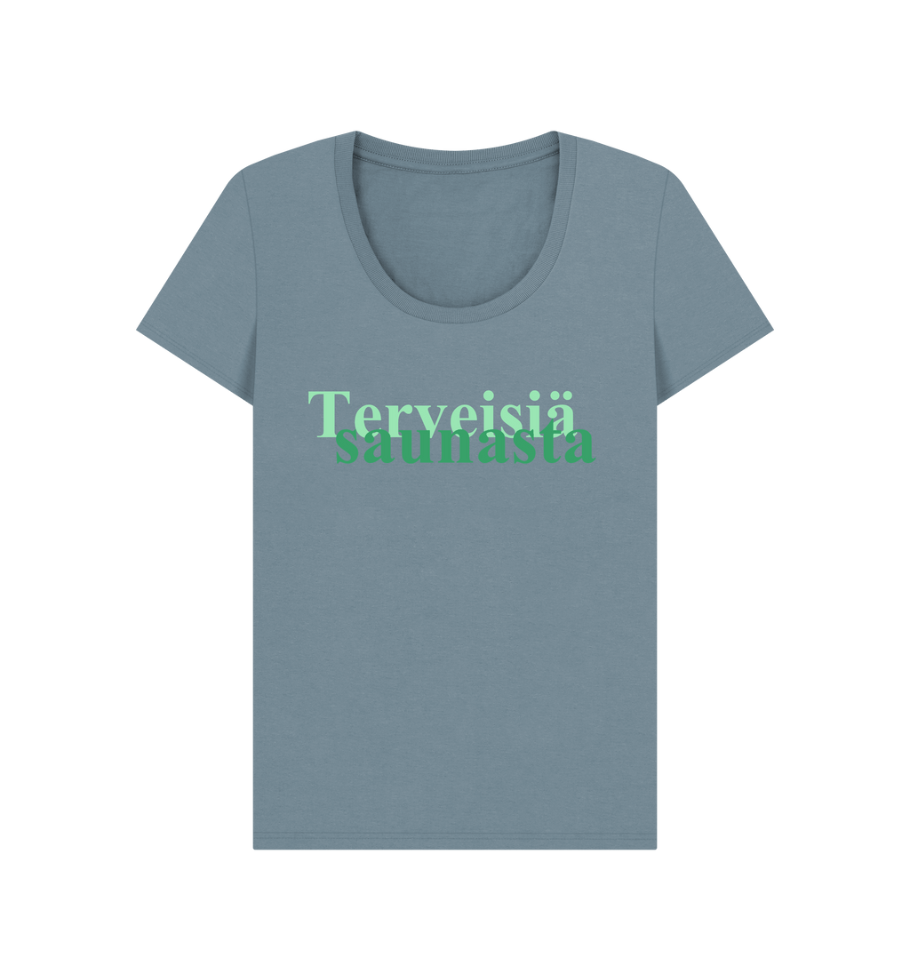Stone Blue Printed T-shirt Front