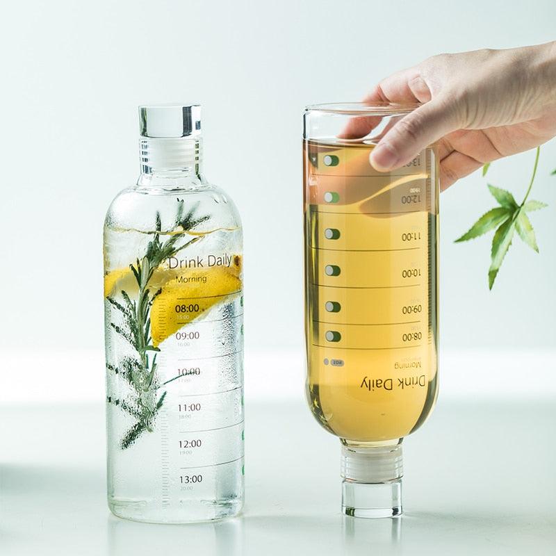 Glass Water Bottle with Time Marker | 750ml