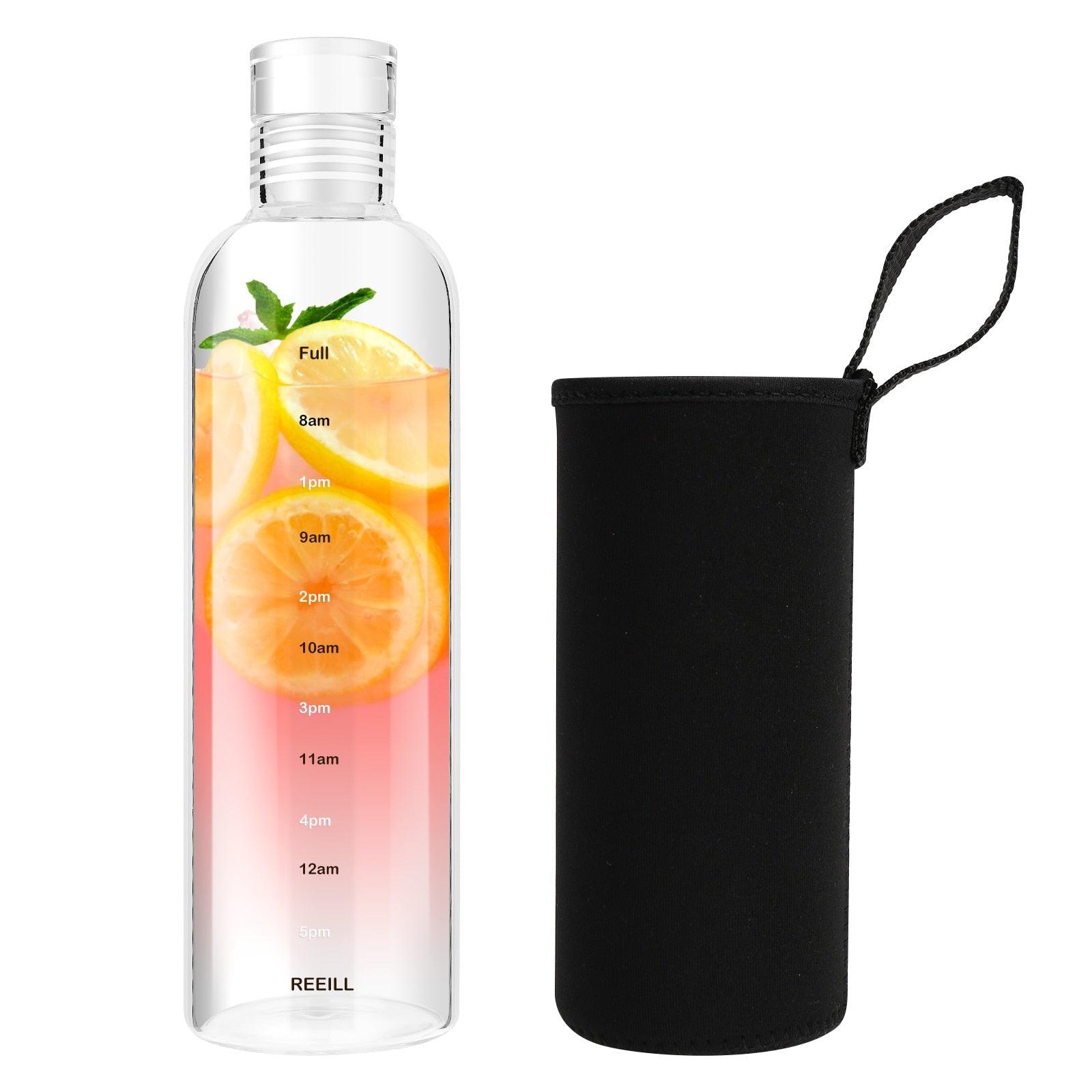 Glass Water Bottle with Time Marker | 750ml