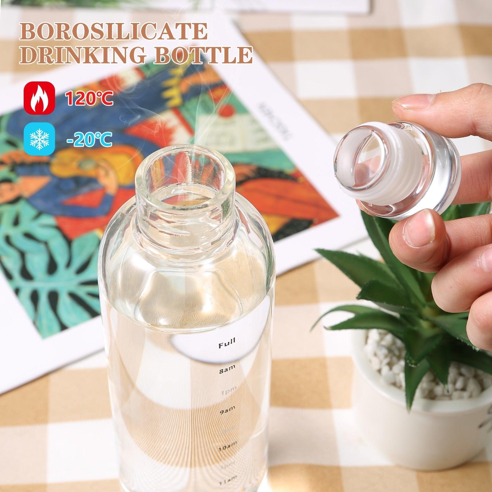 Glass Water Bottle with Time Marker | 750ml