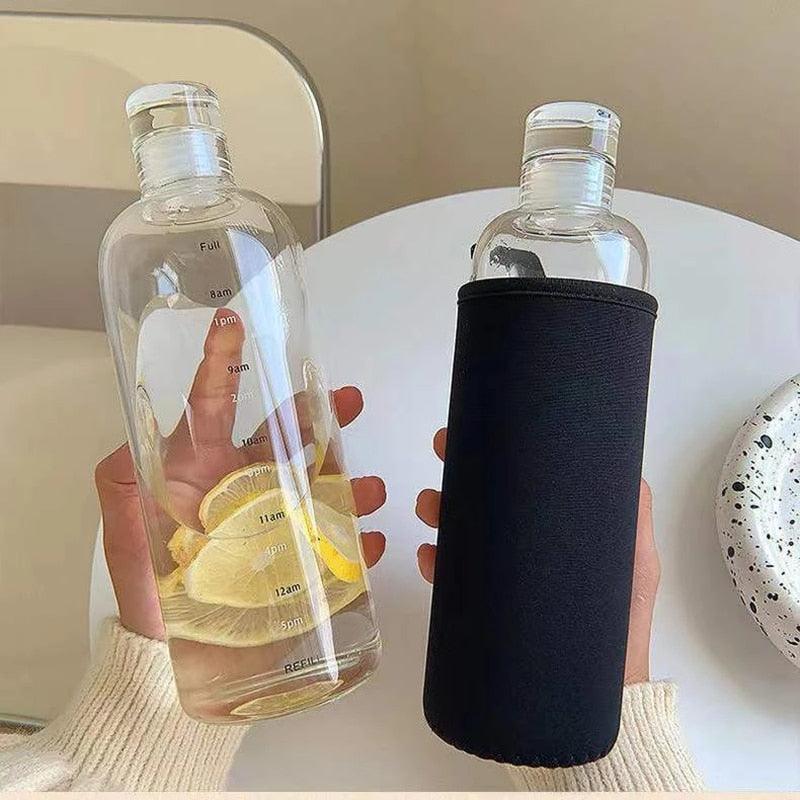 Glass Water Bottle with Time Marker | 750ml