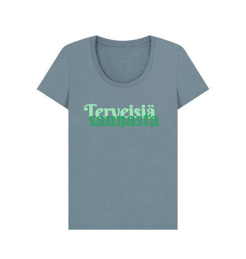 Stone Blue Printed T-shirt Front