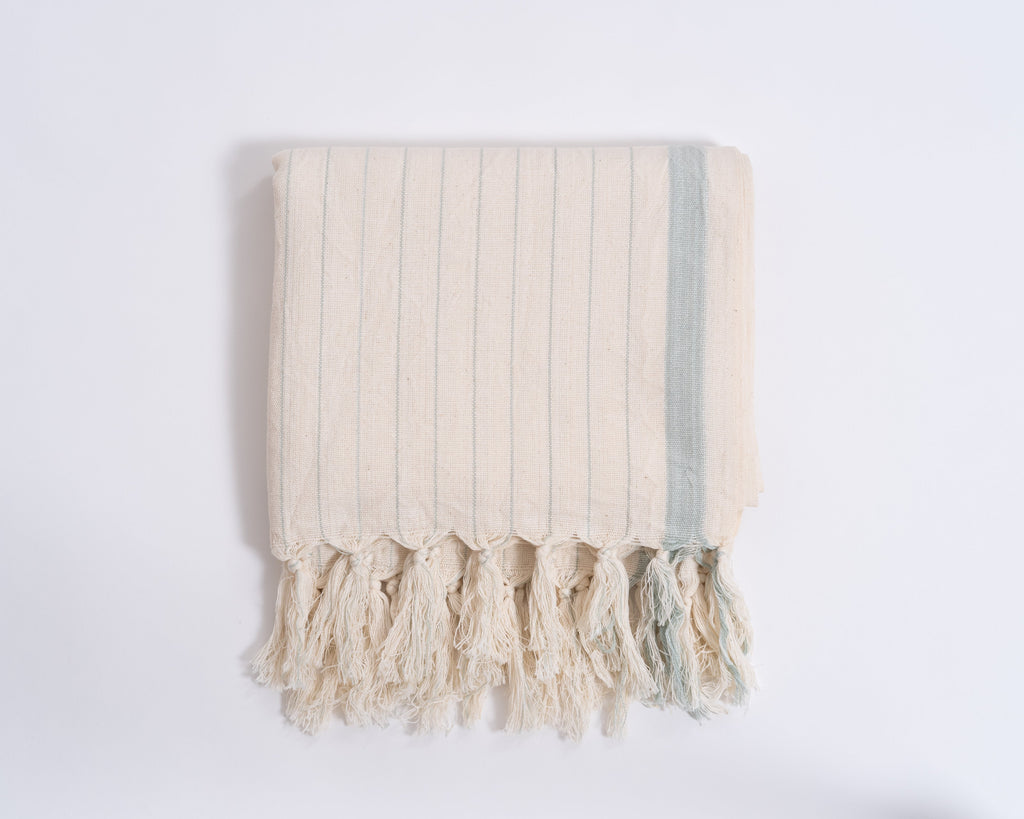 Drama Blue Cotton Linen Towel