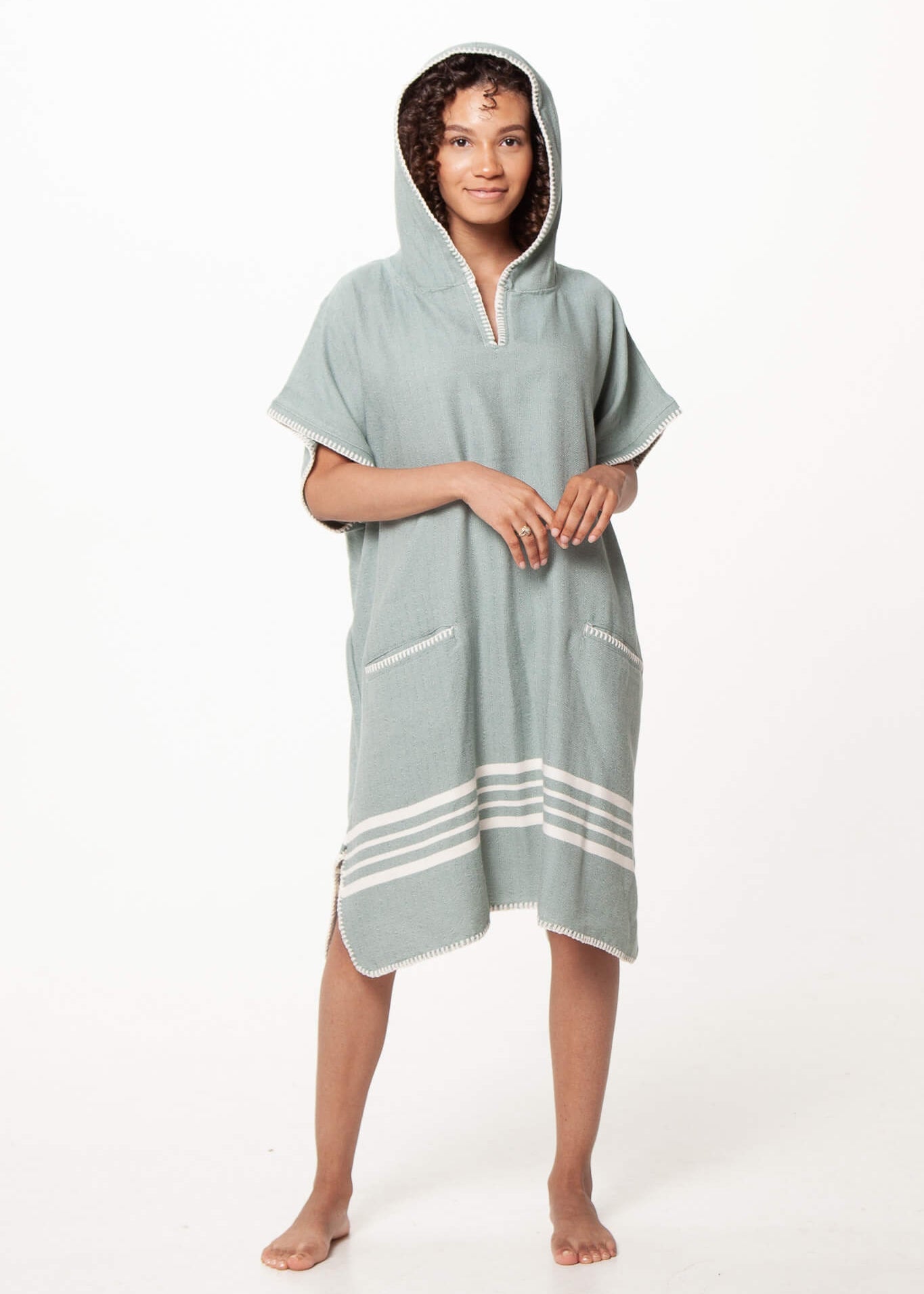 Turkish Cotton Poncho with Hood