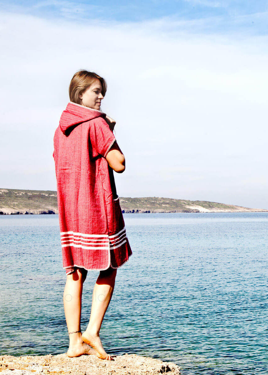 Turkish Cotton Poncho with Hood