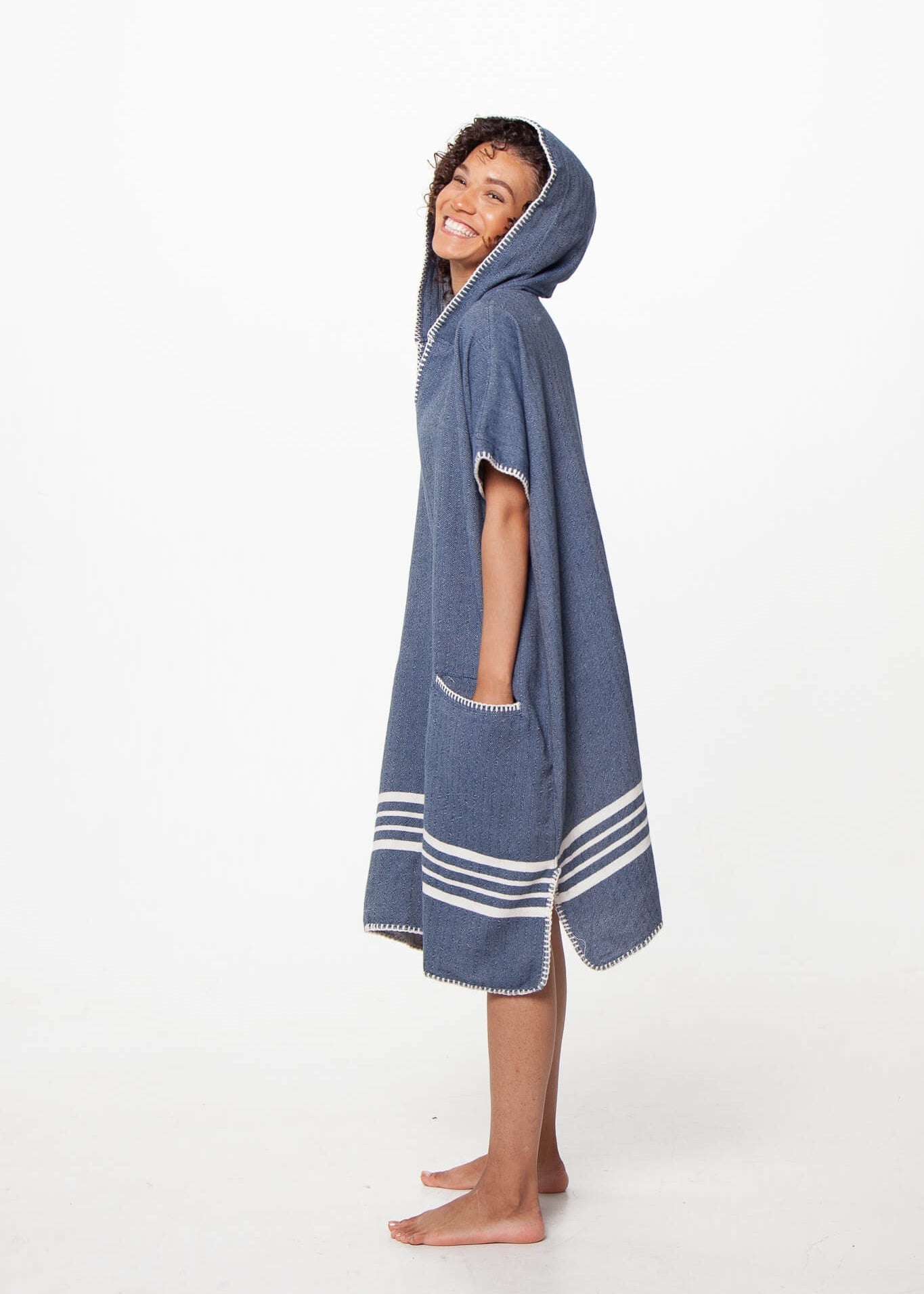 Turkish Cotton Poncho with Hood