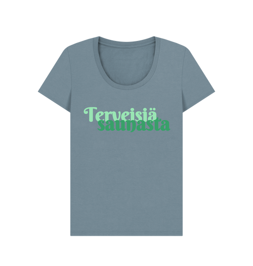 Stone Blue Printed T-shirt Front