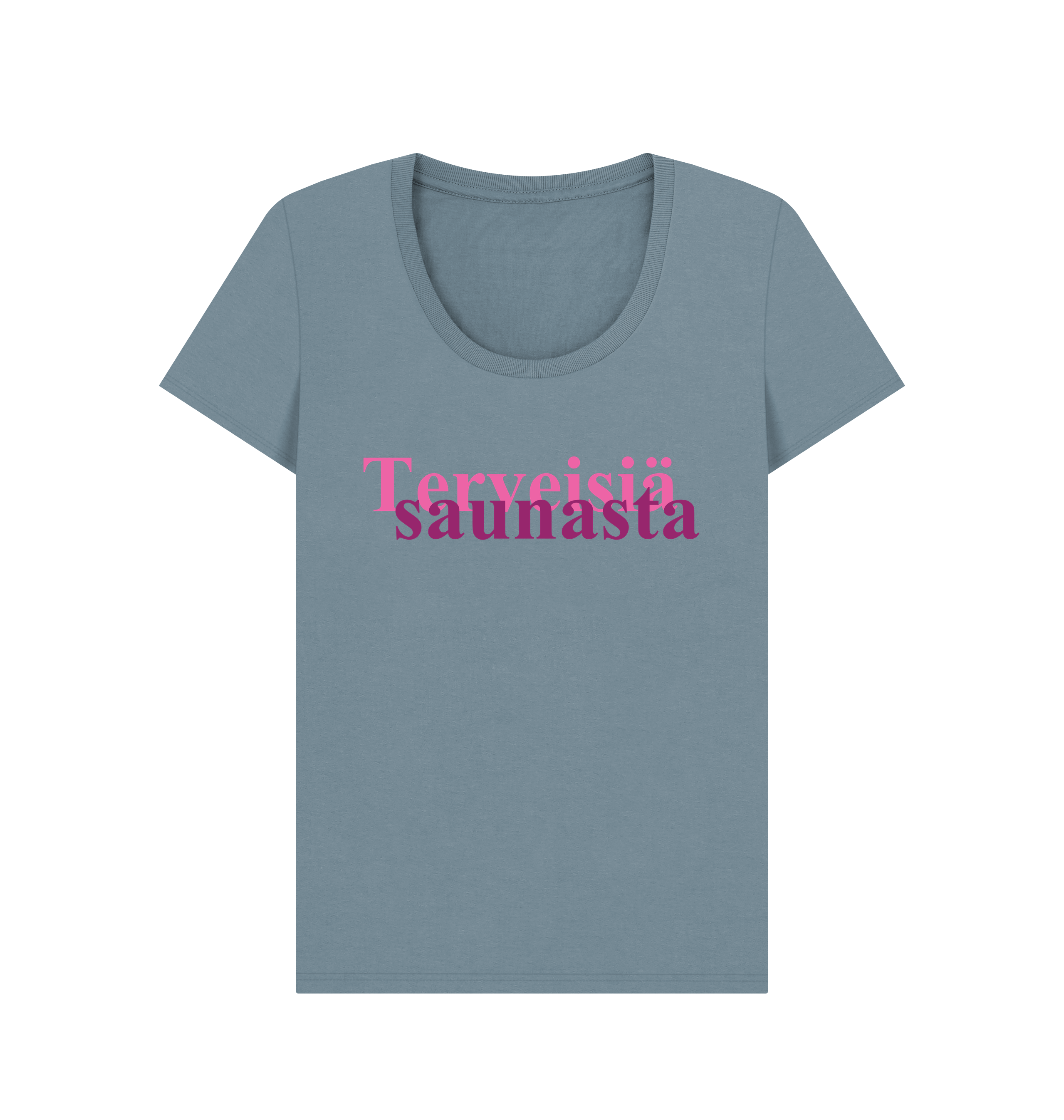 Stone Blue Printed T-shirt Front